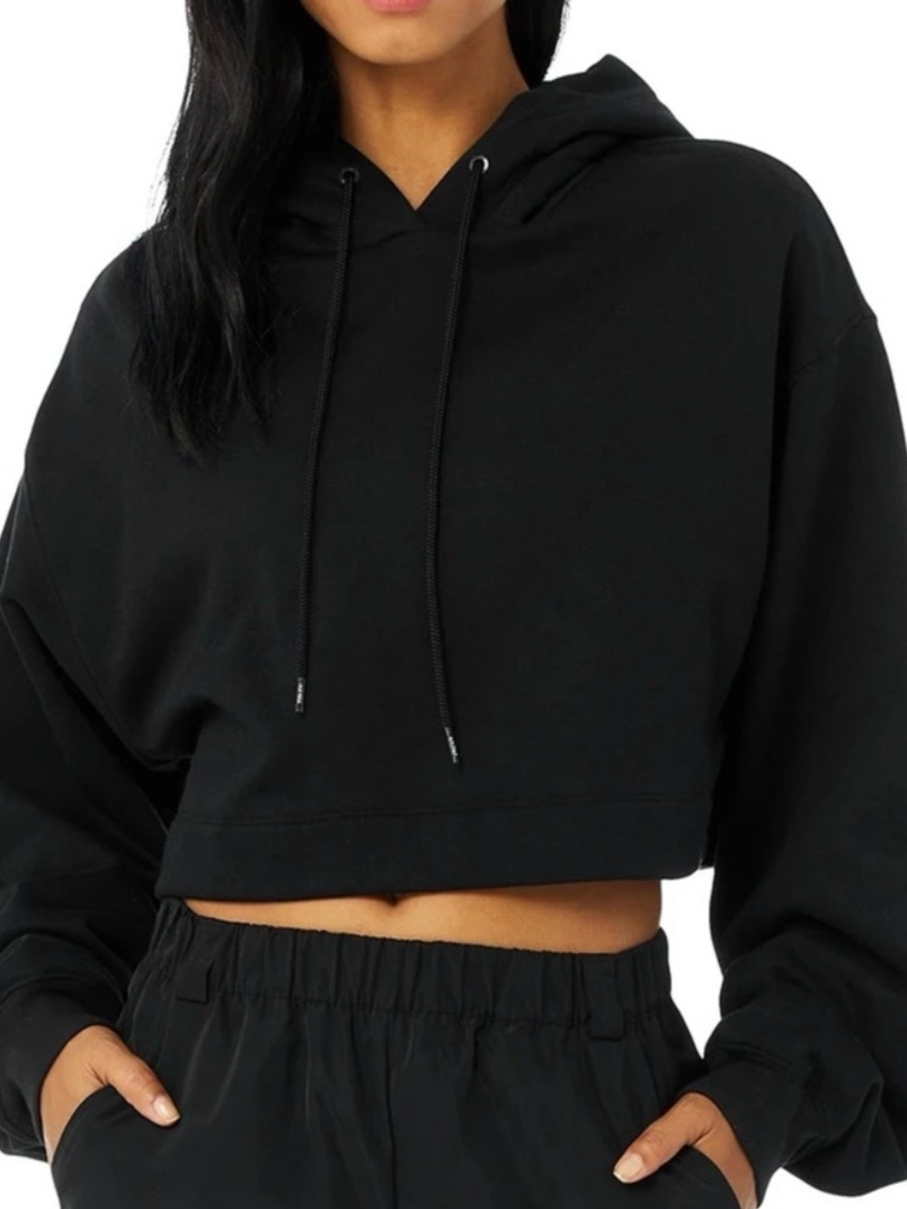 Alo Yoga Bae Cropped Black Hoodie